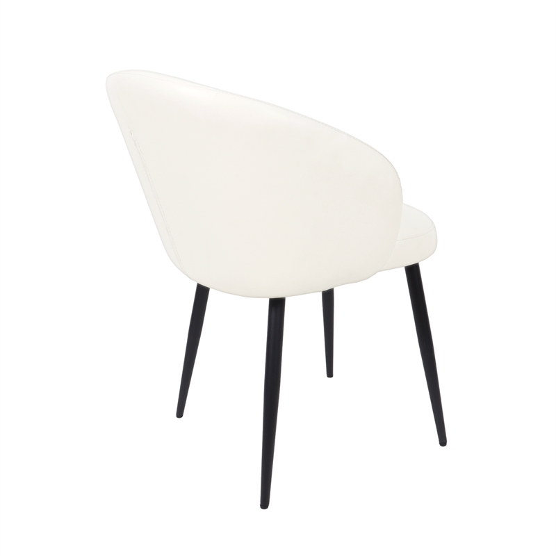 Looma Contemporary Modern Vegan Leather Metal Side Chair in Ivory - Set of 2