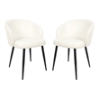 Looma Contemporary Modern Vegan Leather Metal Side Chair in Ivory - Set of 2