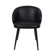 Looma Contemporary Modern Vegan Leather Metal Side Chair in Black - Set of 2