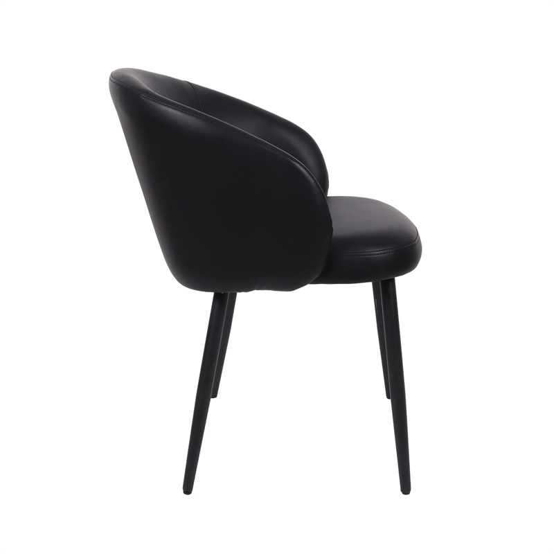 Looma Contemporary Modern Vegan Leather Metal Side Chair in Black - Set of 2