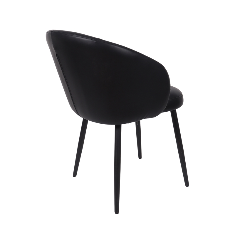Looma Contemporary Modern Vegan Leather Metal Side Chair in Black - Set of 2