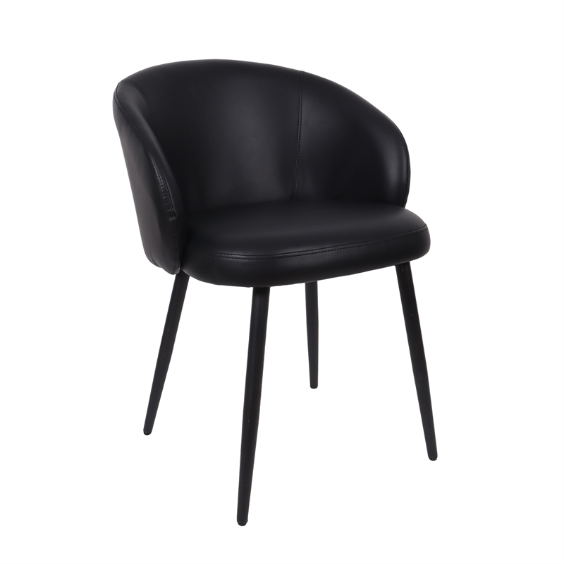 Looma Contemporary Modern Vegan Leather Metal Side Chair in Black - Set of 2