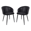 Looma Contemporary Modern Vegan Leather Metal Side Chair in Black - Set of 2