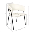 Slate Contemporary Modern Vegan Leather Metal Armchair in Ivory - Set of 2