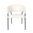 Slate Contemporary Modern Vegan Leather Metal Armchair in Ivory - Set of 2
