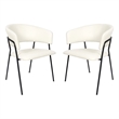 Slate Contemporary Modern Vegan Leather Metal Armchair in Ivory - Set of 2