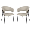Slate Contemporary Modern Vegan Leather Metal Armchair in Stone Gray - Set of 2