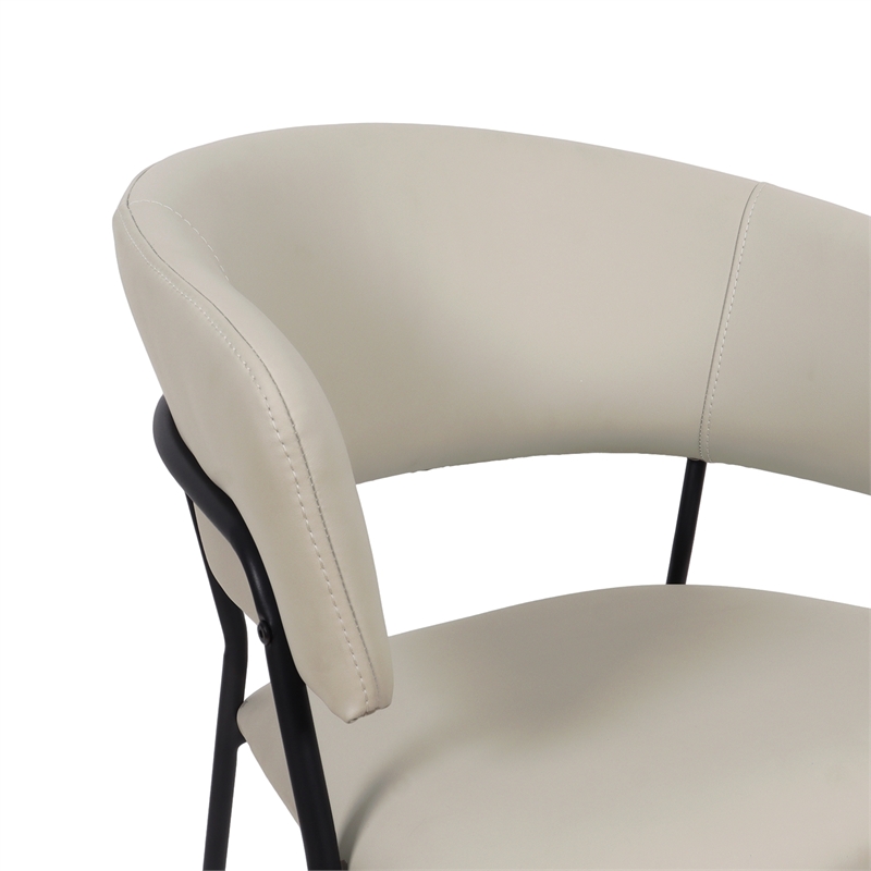 Slate Contemporary Modern Vegan Leather Metal Armchair in Stone Gray - Set of 2