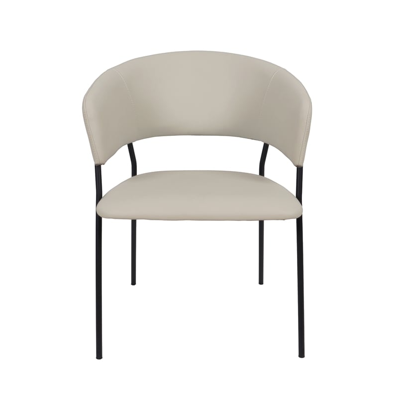 Slate Contemporary Modern Vegan Leather Metal Armchair in Stone Gray - Set of 2