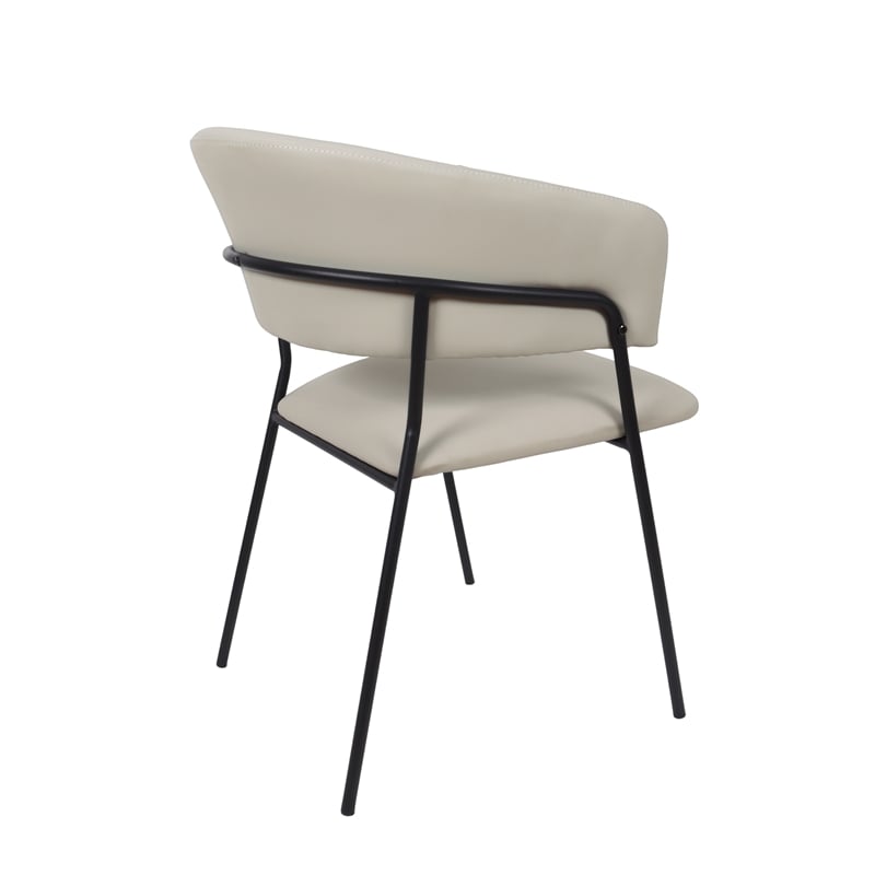 Slate Contemporary Modern Vegan Leather Metal Armchair in Stone Gray - Set of 2