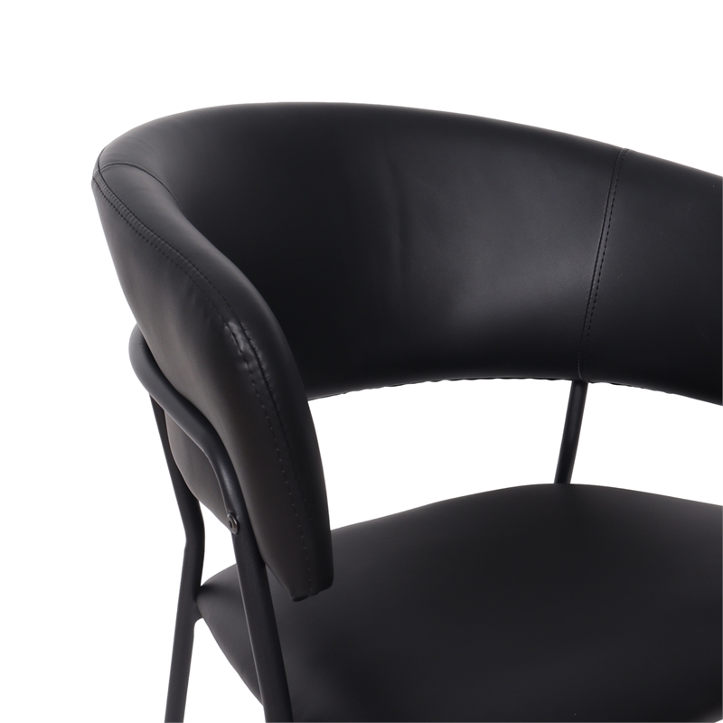 Slate Contemporary Modern Vegan Leather Metal Armchair in Black - Set of 2