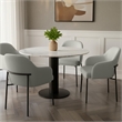 Loft Contemporary Vegan Leather Metal Armchair in Stone Gray - Set of 2