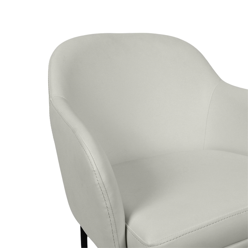 Loft Contemporary Vegan Leather Metal Armchair in Stone Gray - Set of 2