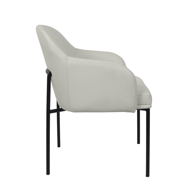 Loft Contemporary Vegan Leather Metal Armchair in Stone Gray - Set of 2