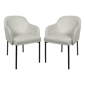 Loft Contemporary Vegan Leather Metal Armchair in Stone Gray - Set of 2