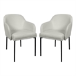 Loft Contemporary Vegan Leather Metal Armchair in Stone Gray - Set of 2