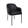 Loft Contemporary Vegan Leather Metal Armchair in Black - Set of 2