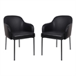 Loft Contemporary Vegan Leather Metal Armchair in Black - Set of 2