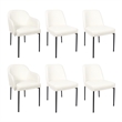 Loft Contemporary Vegan Leather Metal Armchair in Ivory - Set of 2