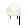 Loft Contemporary Vegan Leather Metal Armchair in Ivory - Set of 2