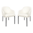 Loft Contemporary Vegan Leather Metal Armchair in Ivory - Set of 2