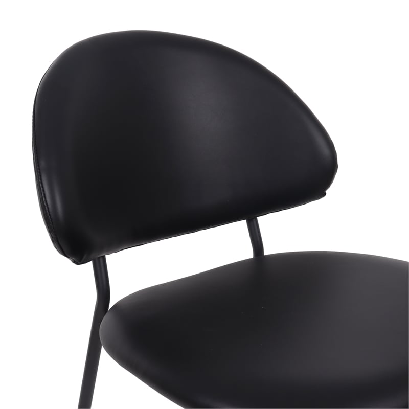Haven Contemporary Modern Vegan Leather Metal Side Chair in Black - Set of 4