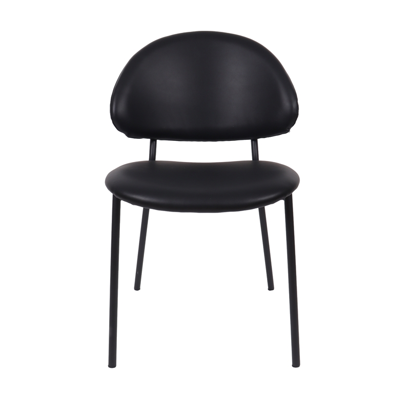 Haven Contemporary Modern Vegan Leather Metal Side Chair in Black - Set of 4
