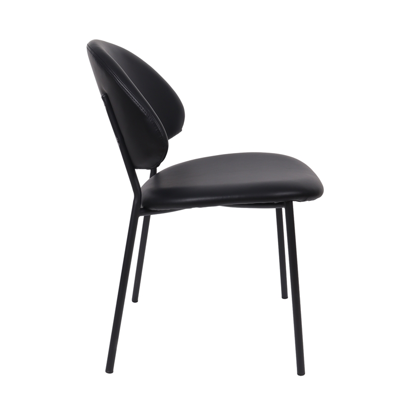 Haven Contemporary Modern Vegan Leather Metal Side Chair in Black - Set of 4
