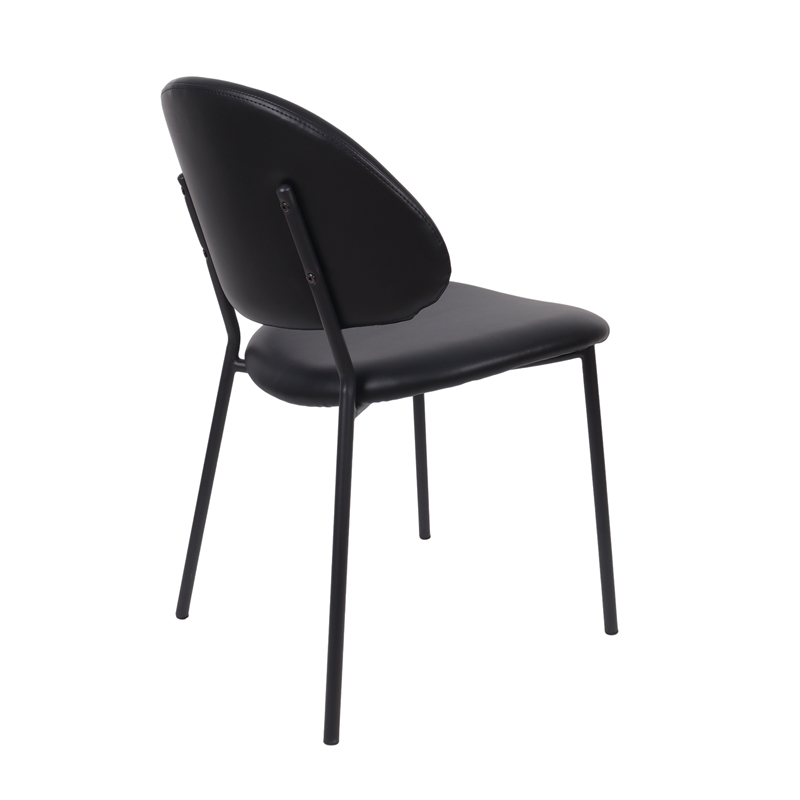 Haven Contemporary Modern Vegan Leather Metal Side Chair in Black - Set of 4