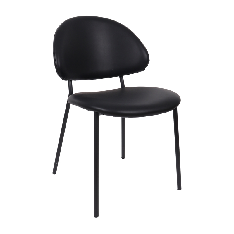 Haven Contemporary Modern Vegan Leather Metal Side Chair in Black - Set of 4