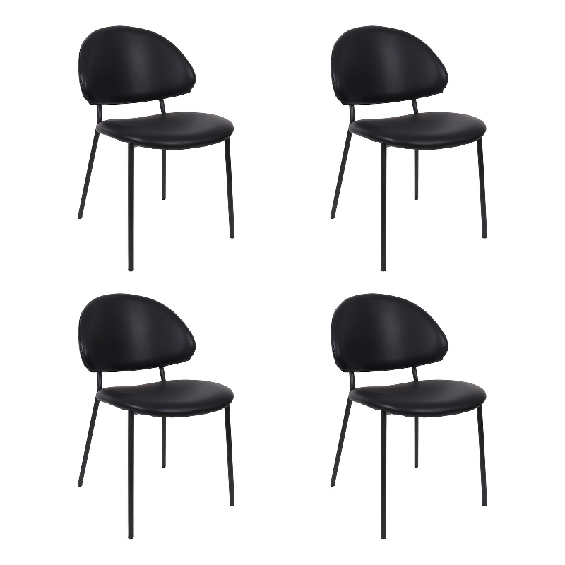Haven Contemporary Modern Vegan Leather Metal Side Chair in Black - Set of 4