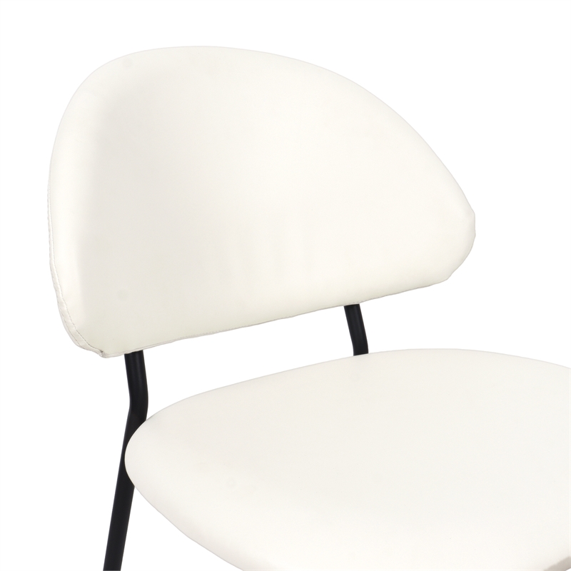 Haven Contemporary Modern Vegan Leather Metal Side Chair in Ivory - Set of 4