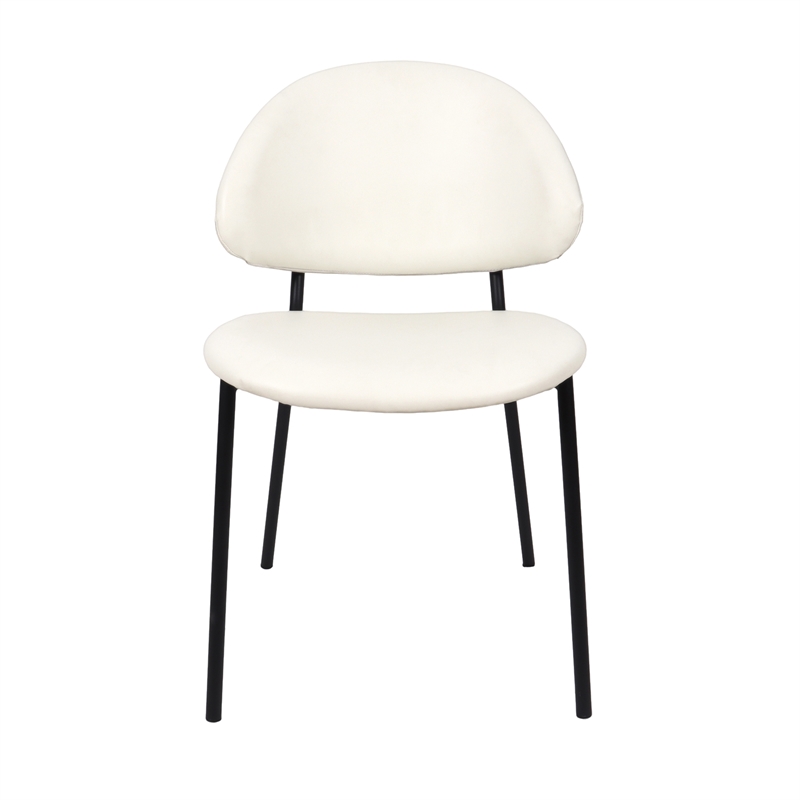Haven Contemporary Modern Vegan Leather Metal Side Chair in Ivory - Set of 4