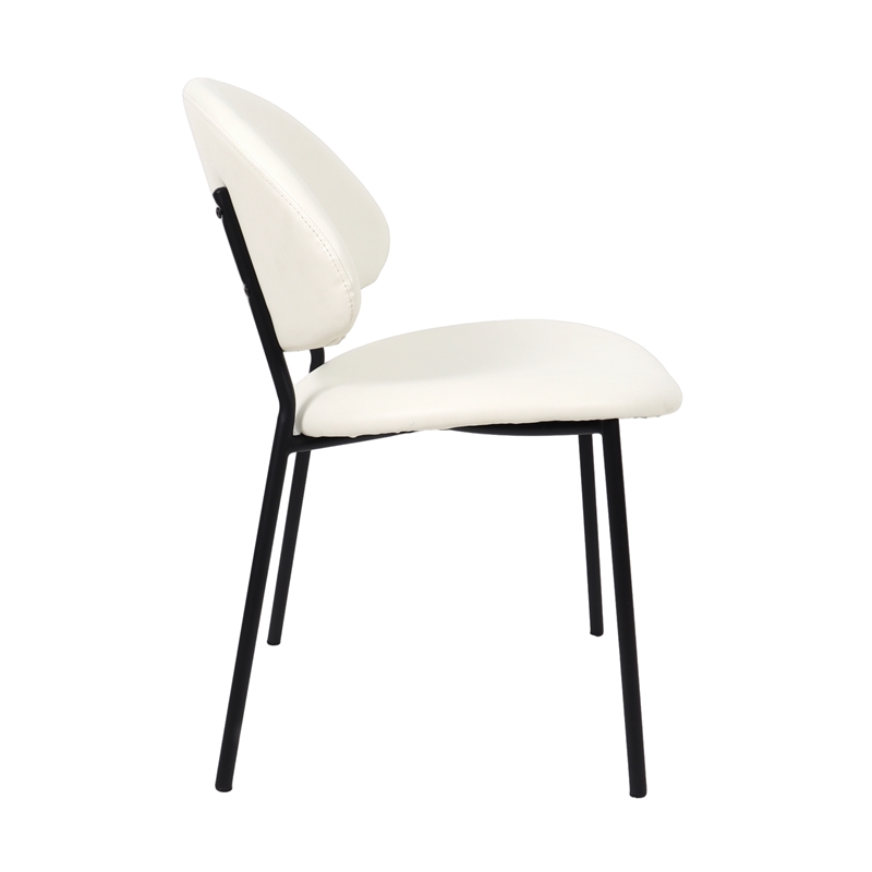Haven Contemporary Modern Vegan Leather Metal Side Chair in Ivory - Set of 4