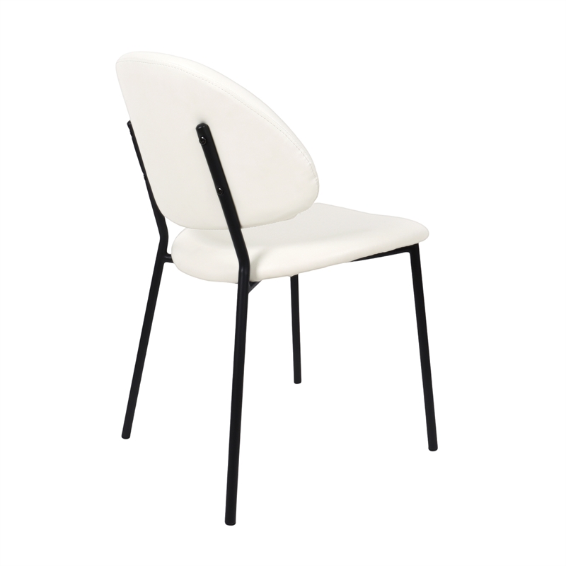 Haven Contemporary Modern Vegan Leather Metal Side Chair in Ivory - Set of 4