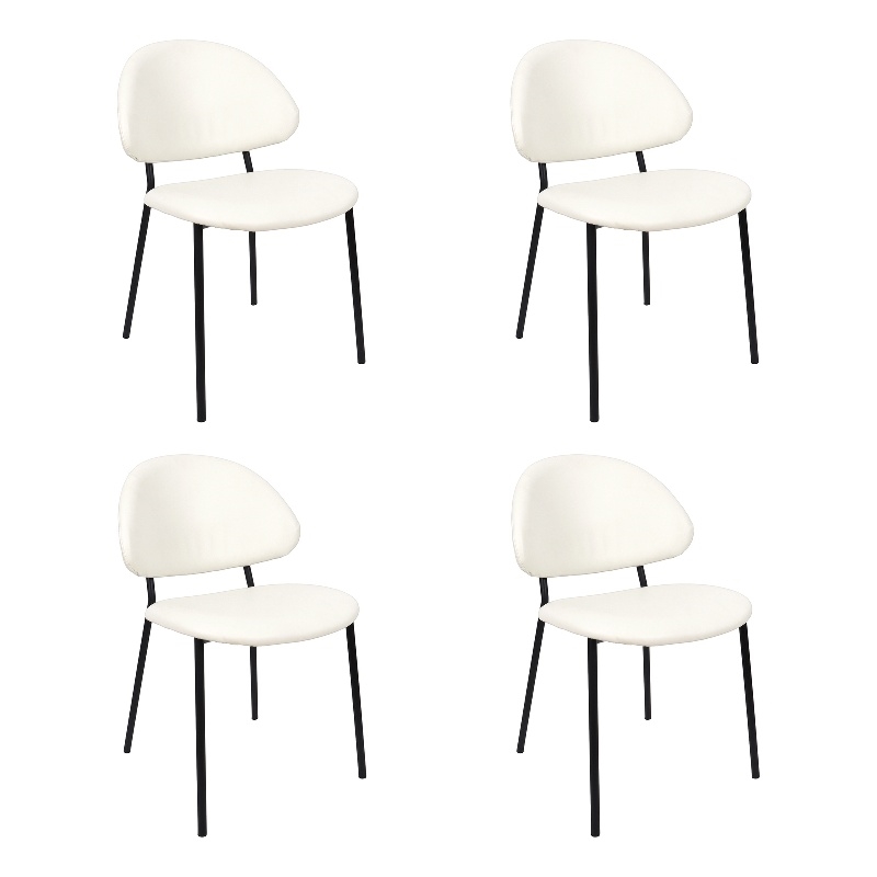 Haven Contemporary Modern Vegan Leather Metal Side Chair in Ivory - Set of 4