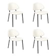 Haven Contemporary Modern Vegan Leather Metal Side Chair in Ivory - Set of 4