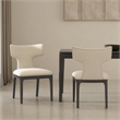 Eloria Mid-Century Modern Chenille Wood Side Chair in Cream - Set of 2