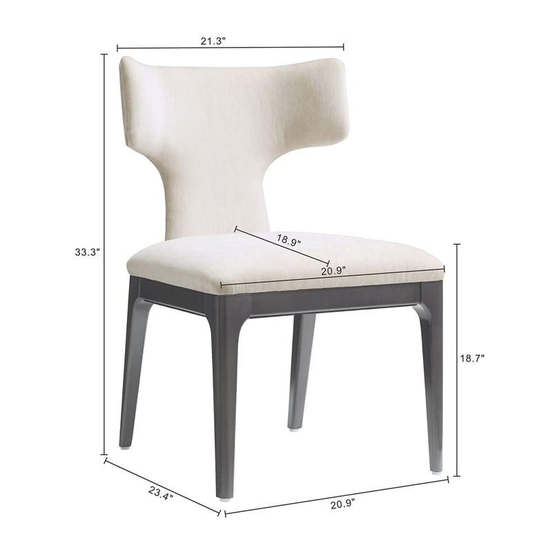 Eloria Mid-Century Modern Chenille Wood Side Chair in Cream - Set of 2