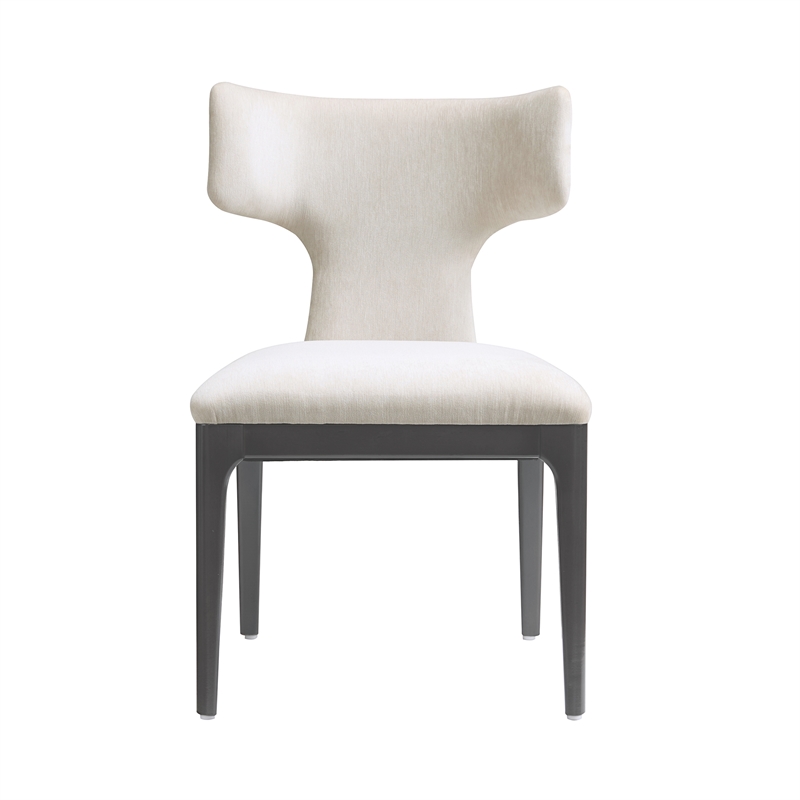 Eloria Mid-Century Modern Chenille Wood Side Chair in Cream - Set of 2