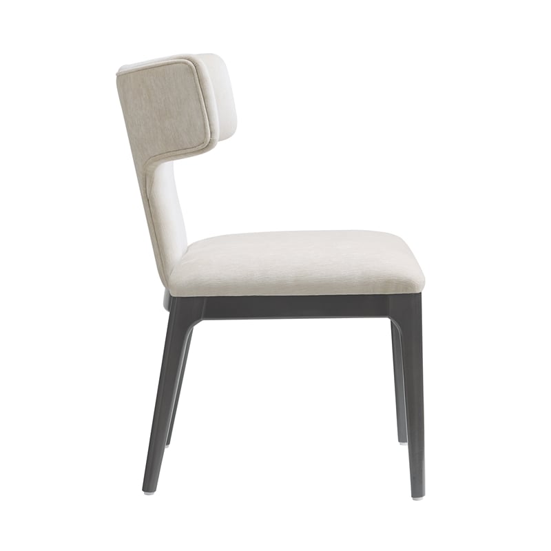 Eloria Mid-Century Modern Chenille Wood Side Chair in Cream - Set of 2
