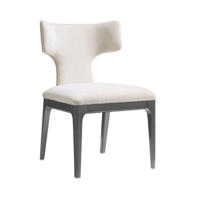 Eloria Mid-Century Modern Chenille Wood Side Chair in Cream - Set of 2