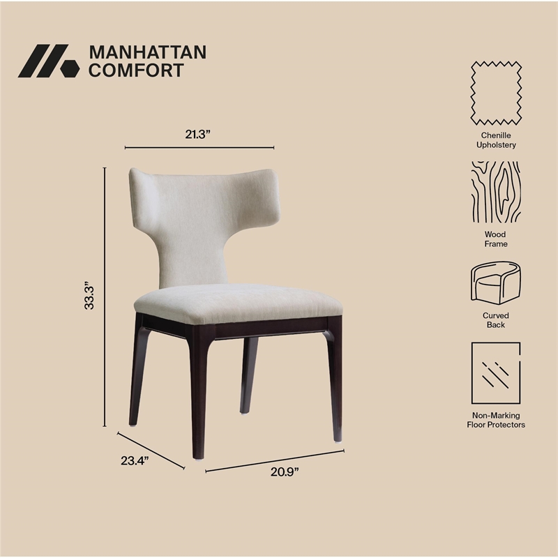 Eloria Mid-Century Modern Chenille Wood Side Chair in Taupe - Set of 2