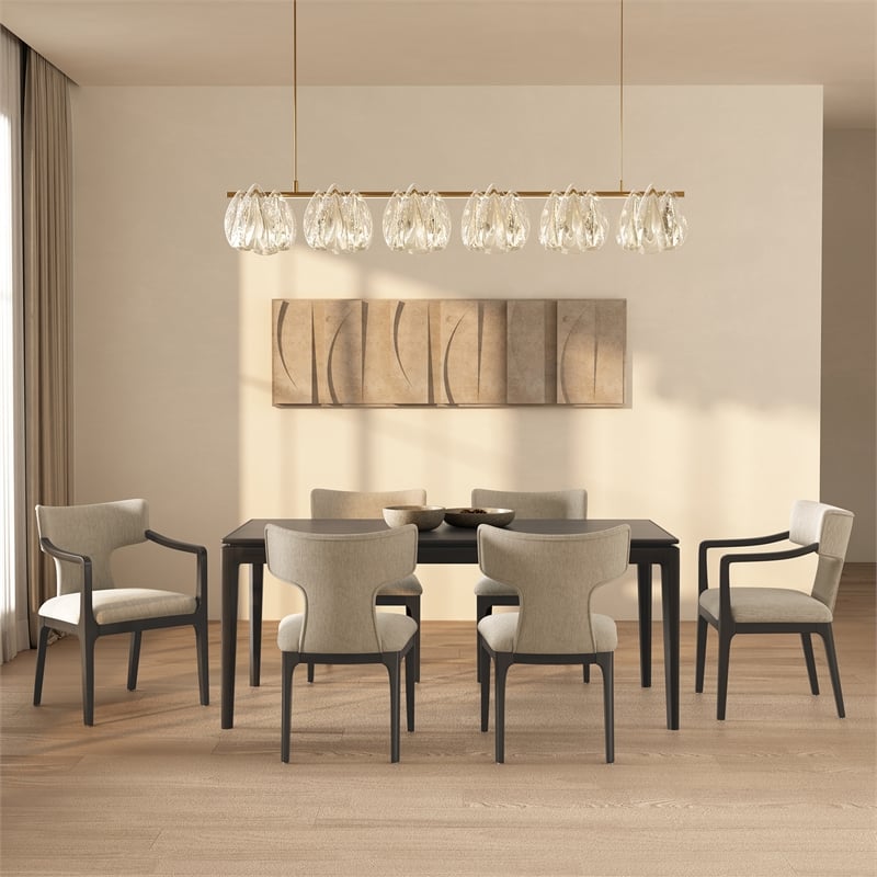 Eloria Mid-Century Modern Chenille Wood Side Chair in Taupe - Set of 2