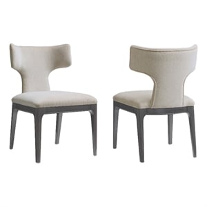 Eloria Mid-Century Modern Chenille Wood Side Chair in Taupe - Set of 2