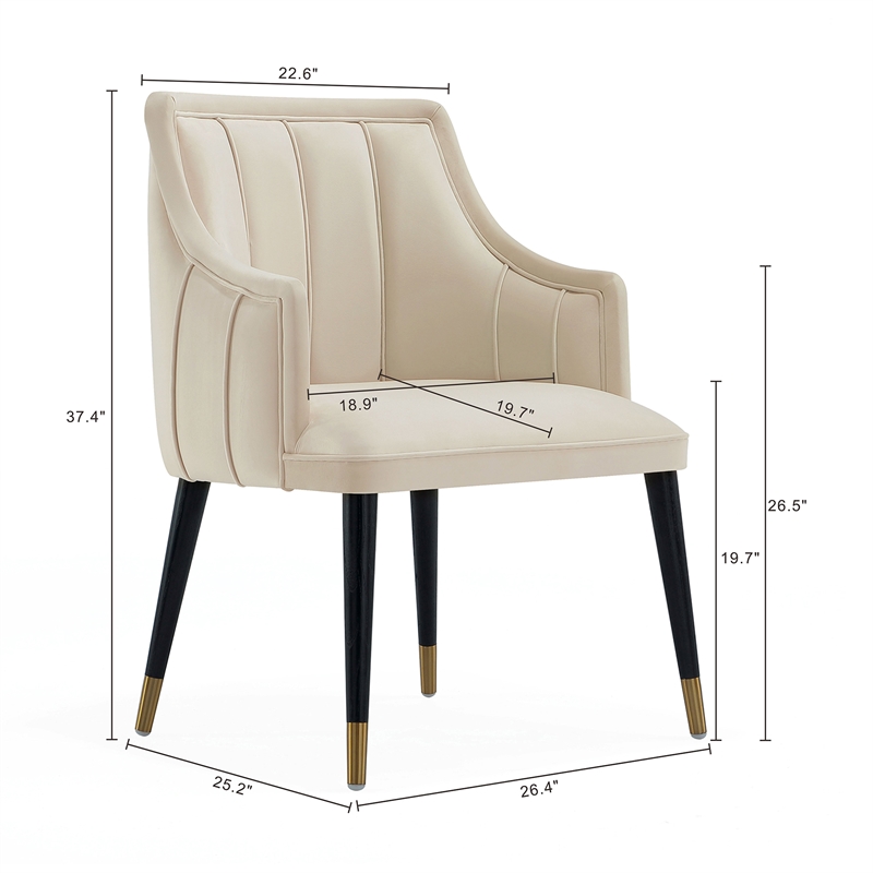 Eda Modern  Wood Armchair in Cream