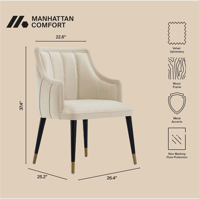 Eda Modern  Wood Armchair in Cream