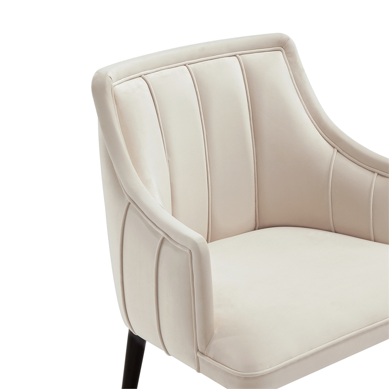Eda Modern  Wood Armchair in Cream