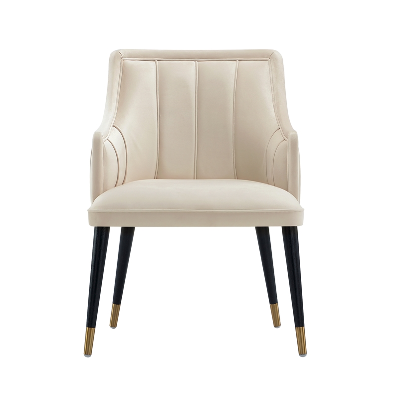 Eda Modern  Wood Armchair in Cream