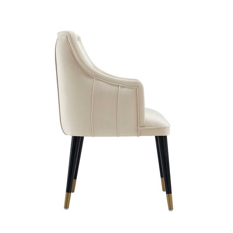 Eda Modern  Wood Armchair in Cream